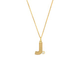 Block Lined Initial J with Diamond Necklace