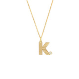 Block Lined Initial K with Diamond Necklace