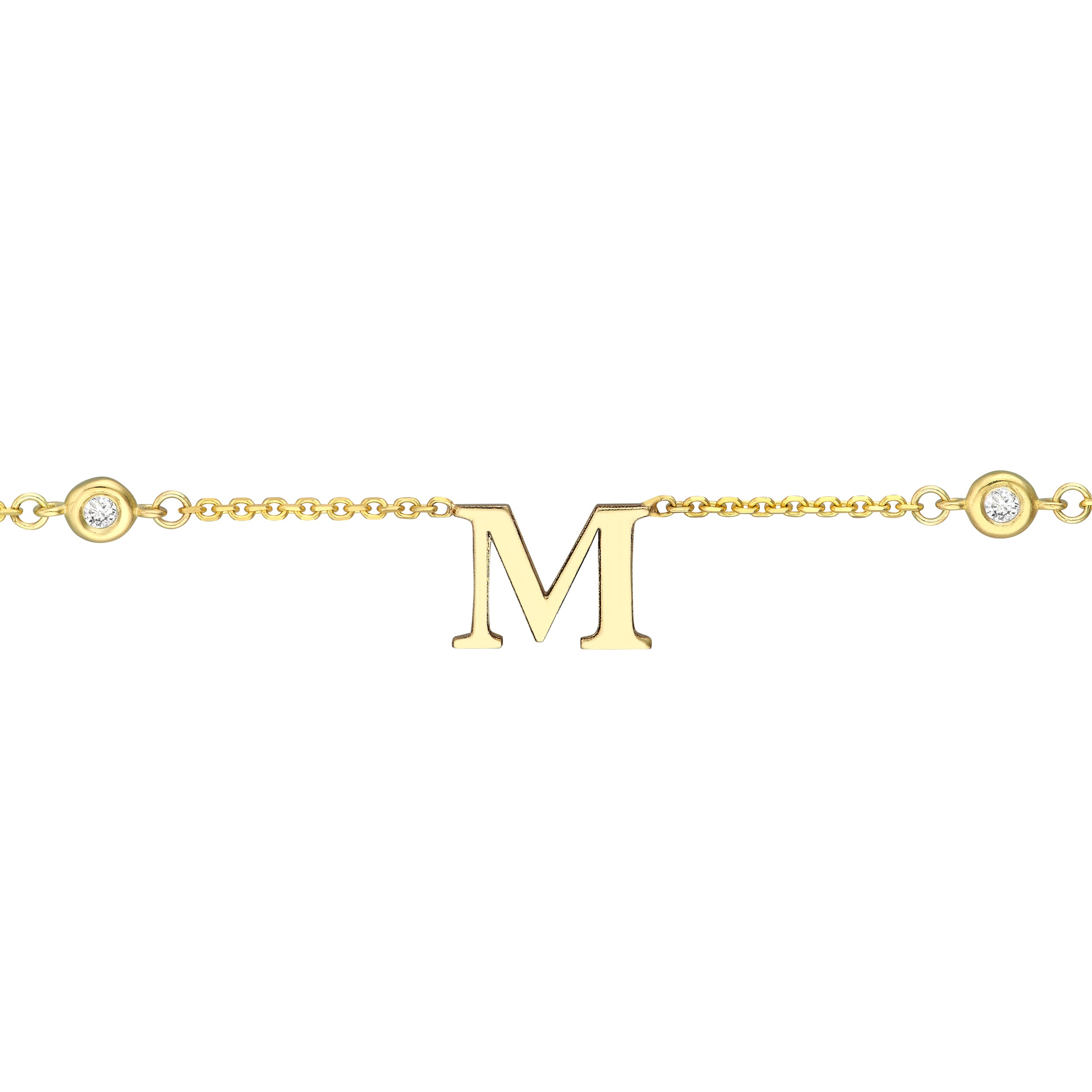 Initial & Diamond Bezel Station Necklace