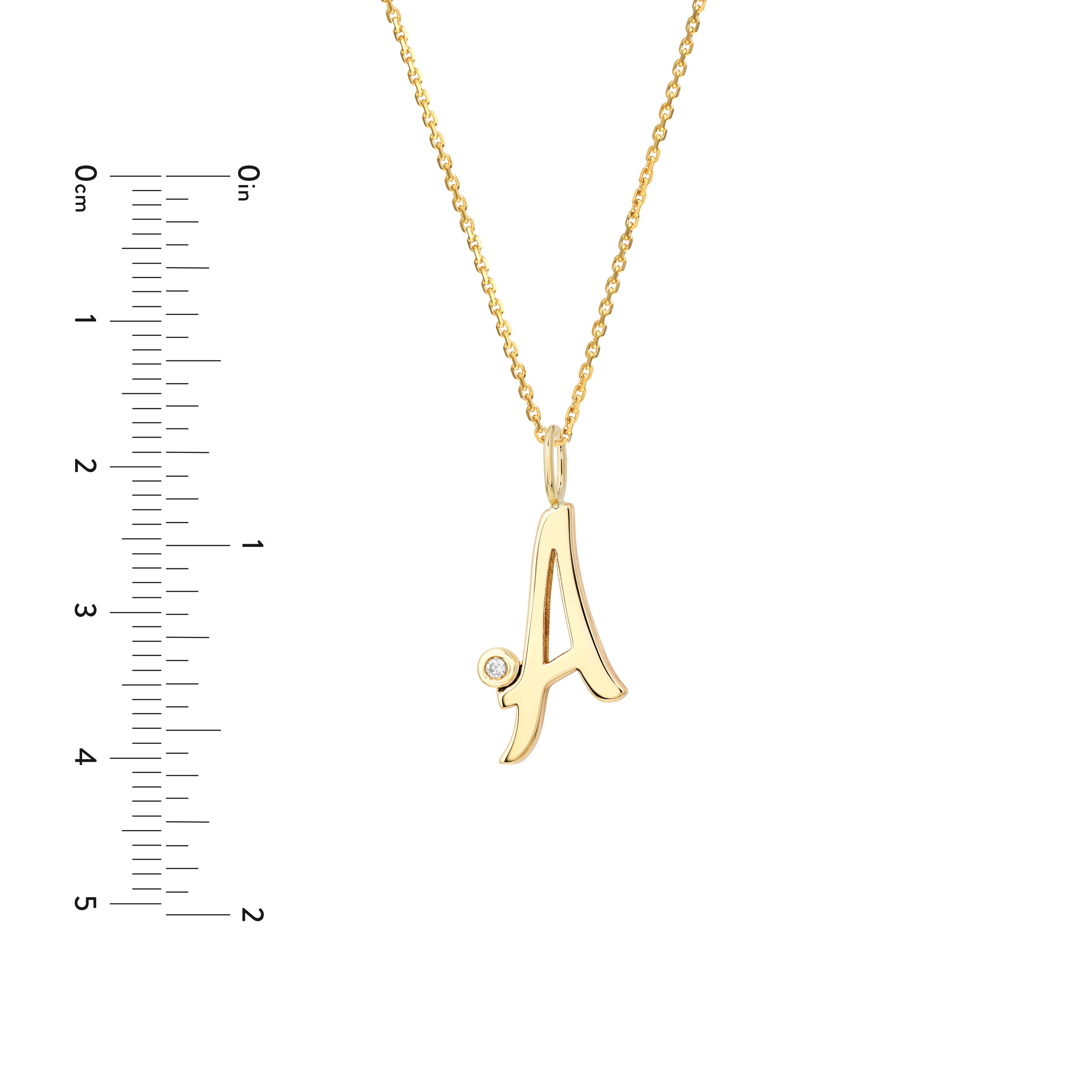 Script “A” Initial with Diamond Bezel Necklace