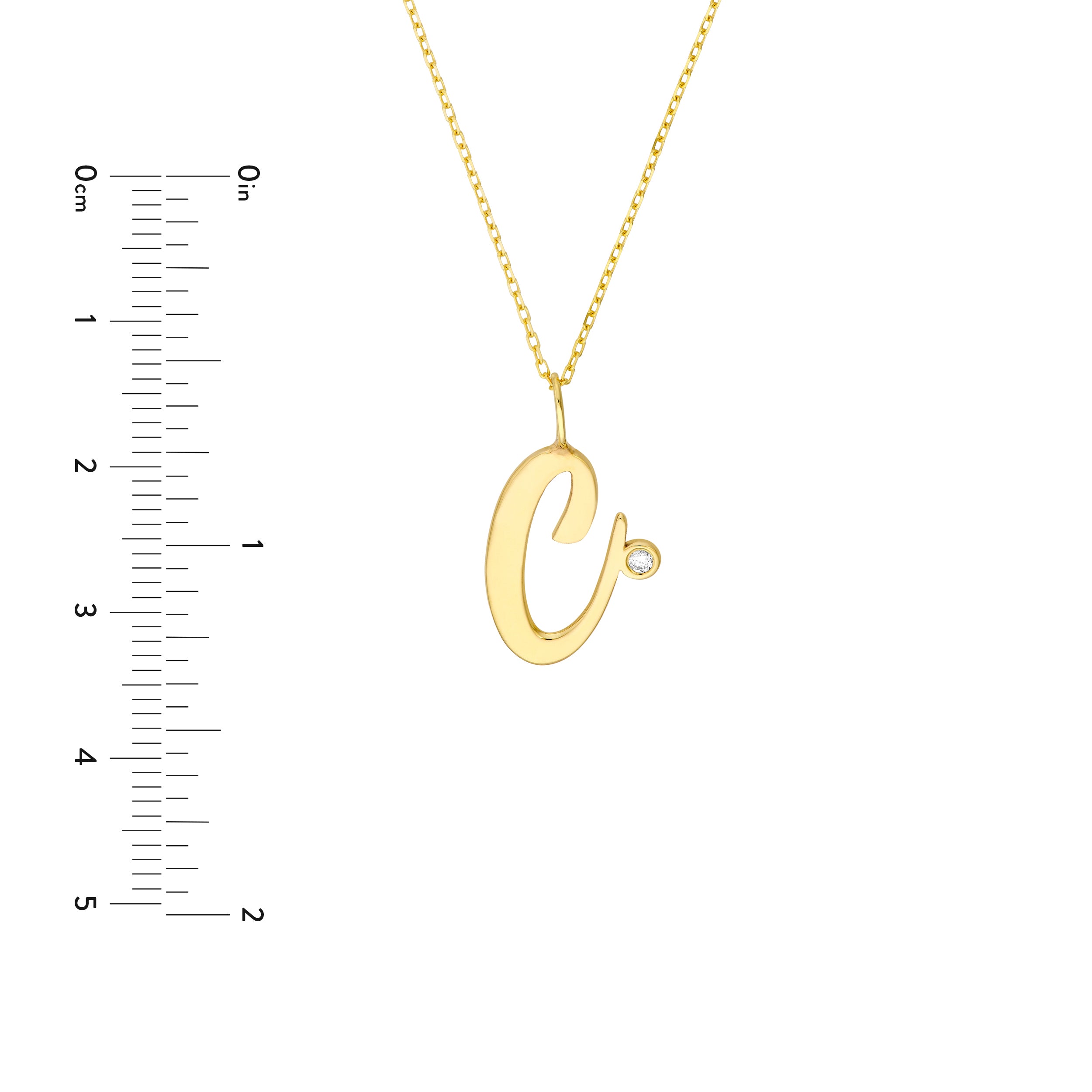 Script “C” Initial with Diamond Bezel Necklace