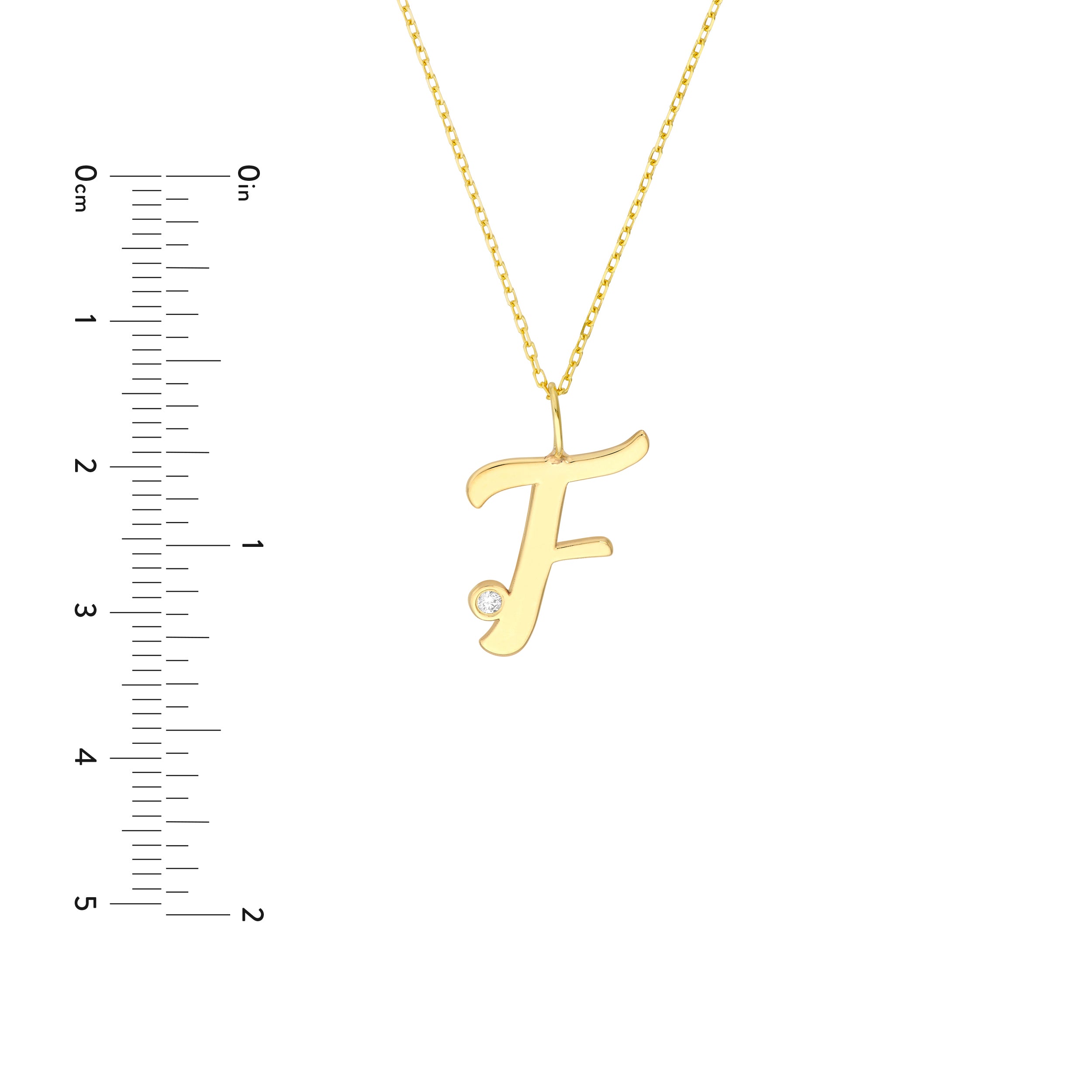 Script “F” Initial with Diamond Bezel Necklace