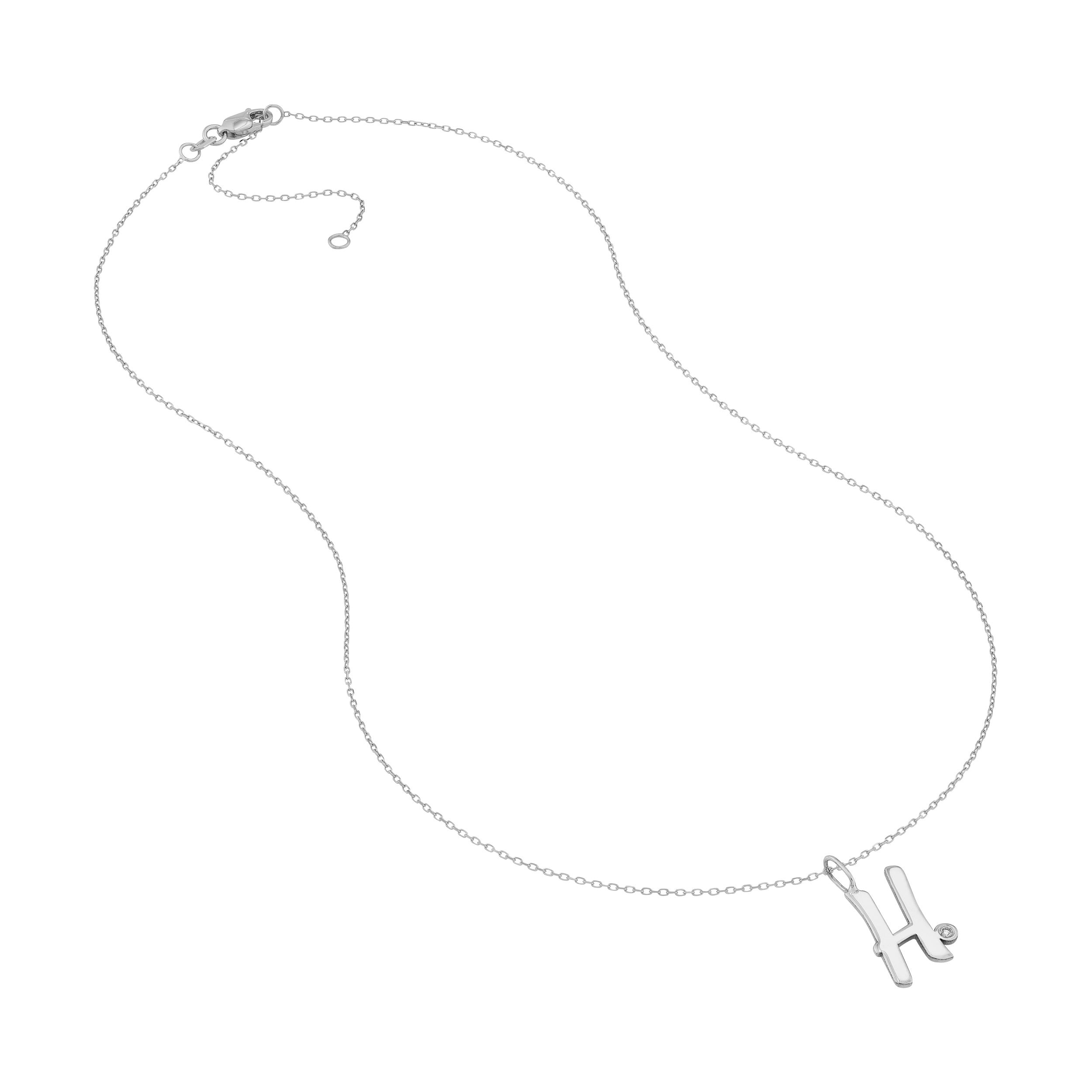 Script H with Diamond Bezel Necklace