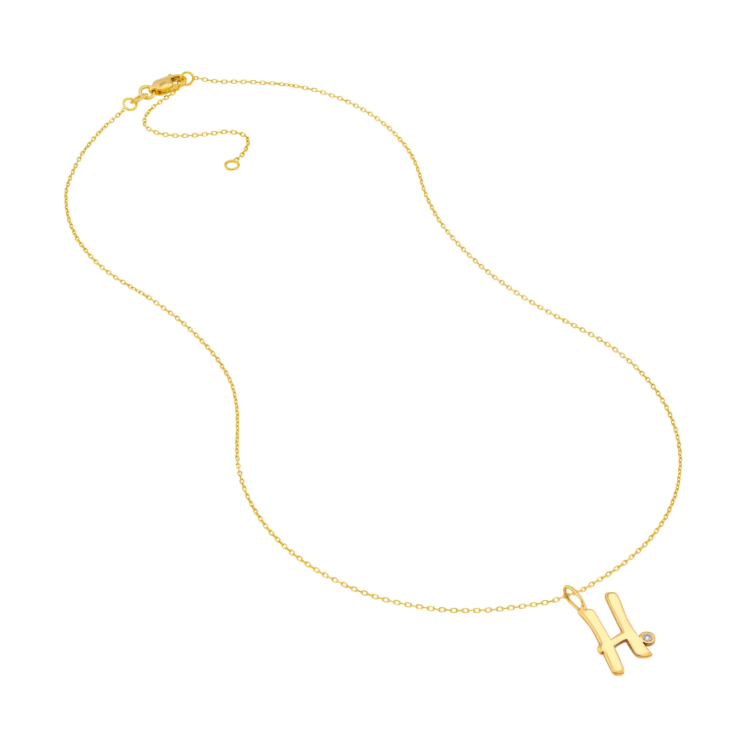 Script H with Diamond Bezel Necklace