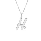 Script H with Diamond Bezel Necklace