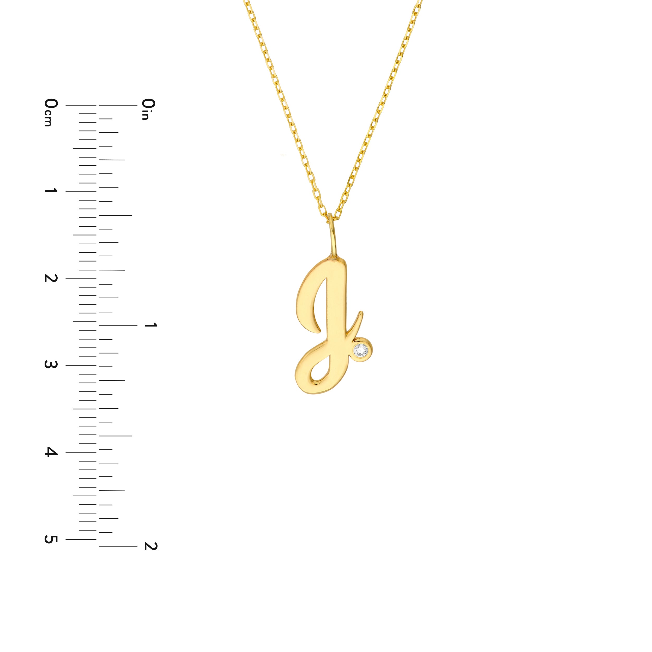 Script J with Diamond Bezel Necklace