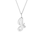Script J with Diamond Bezel Necklace