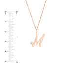 Script M with Diamond Bezel Necklace