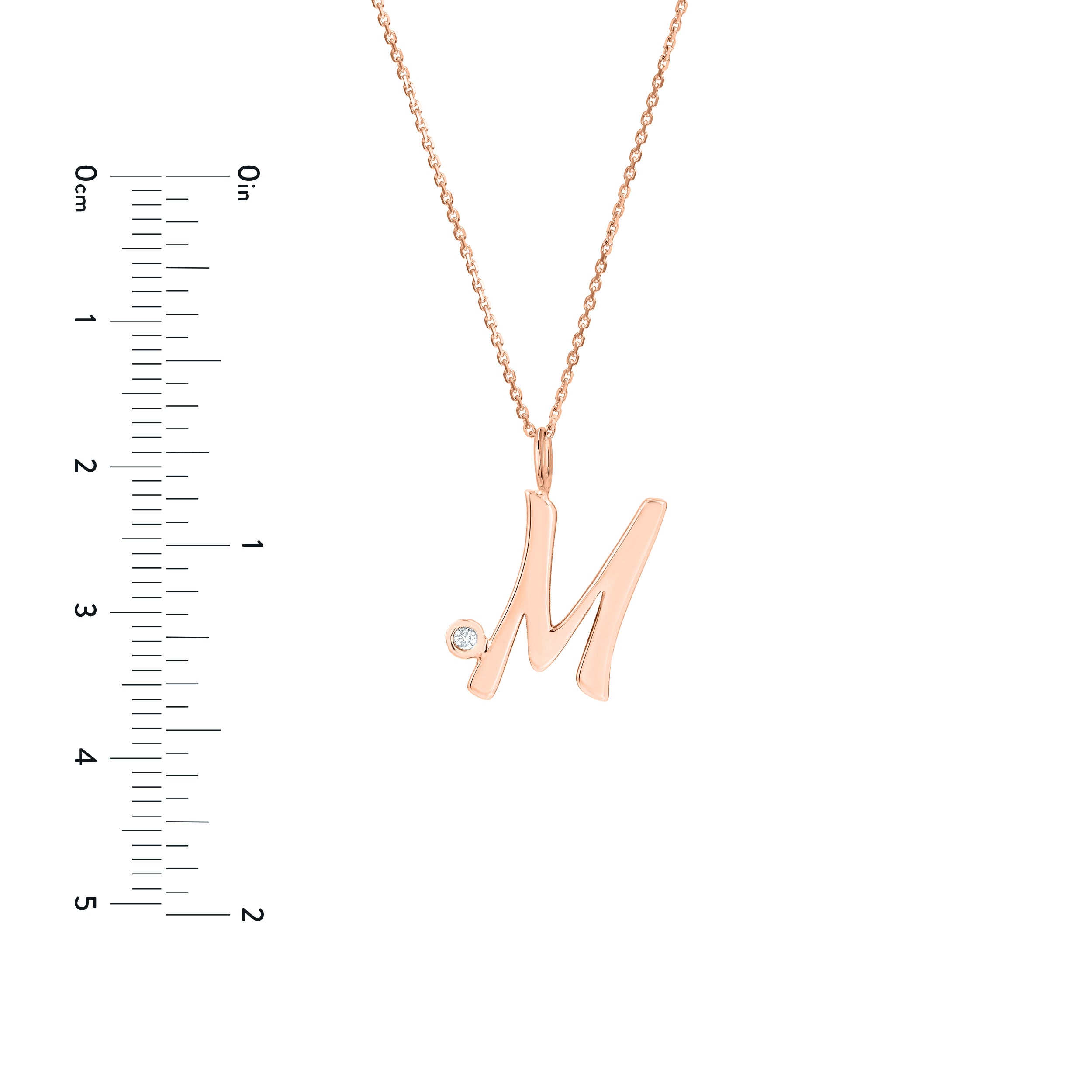 Script M with Diamond Bezel Necklace