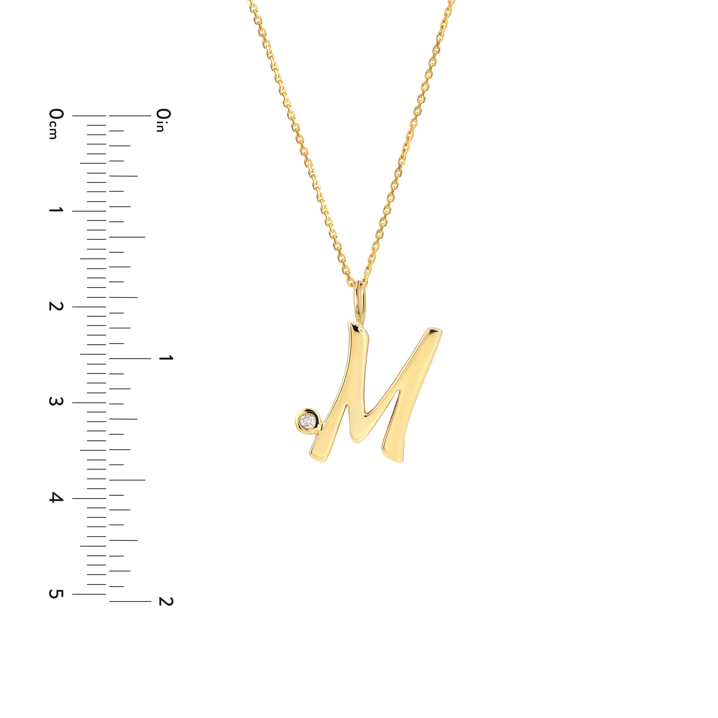 Script M with Diamond Bezel Necklace