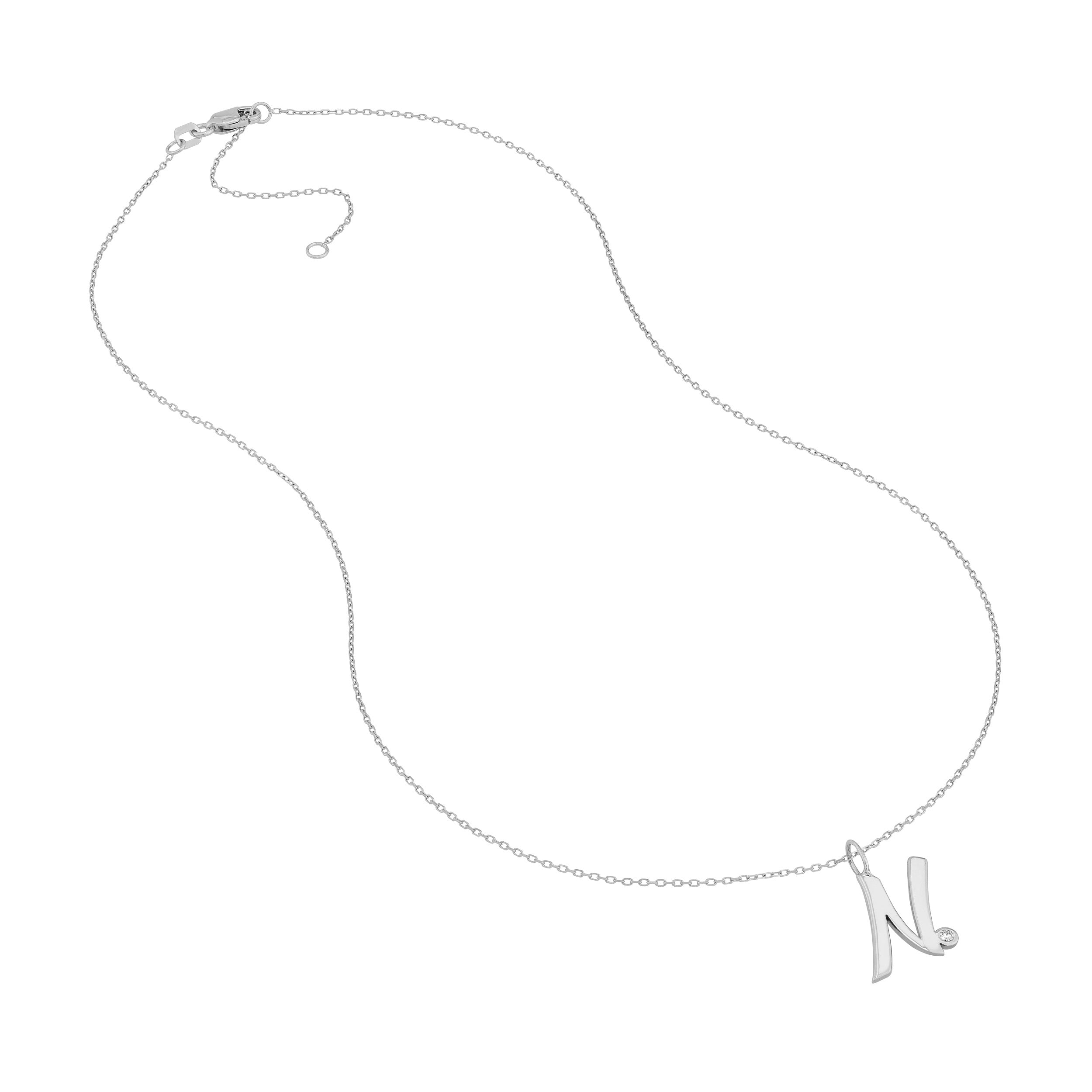 Script N with Diamond Bezel Necklace