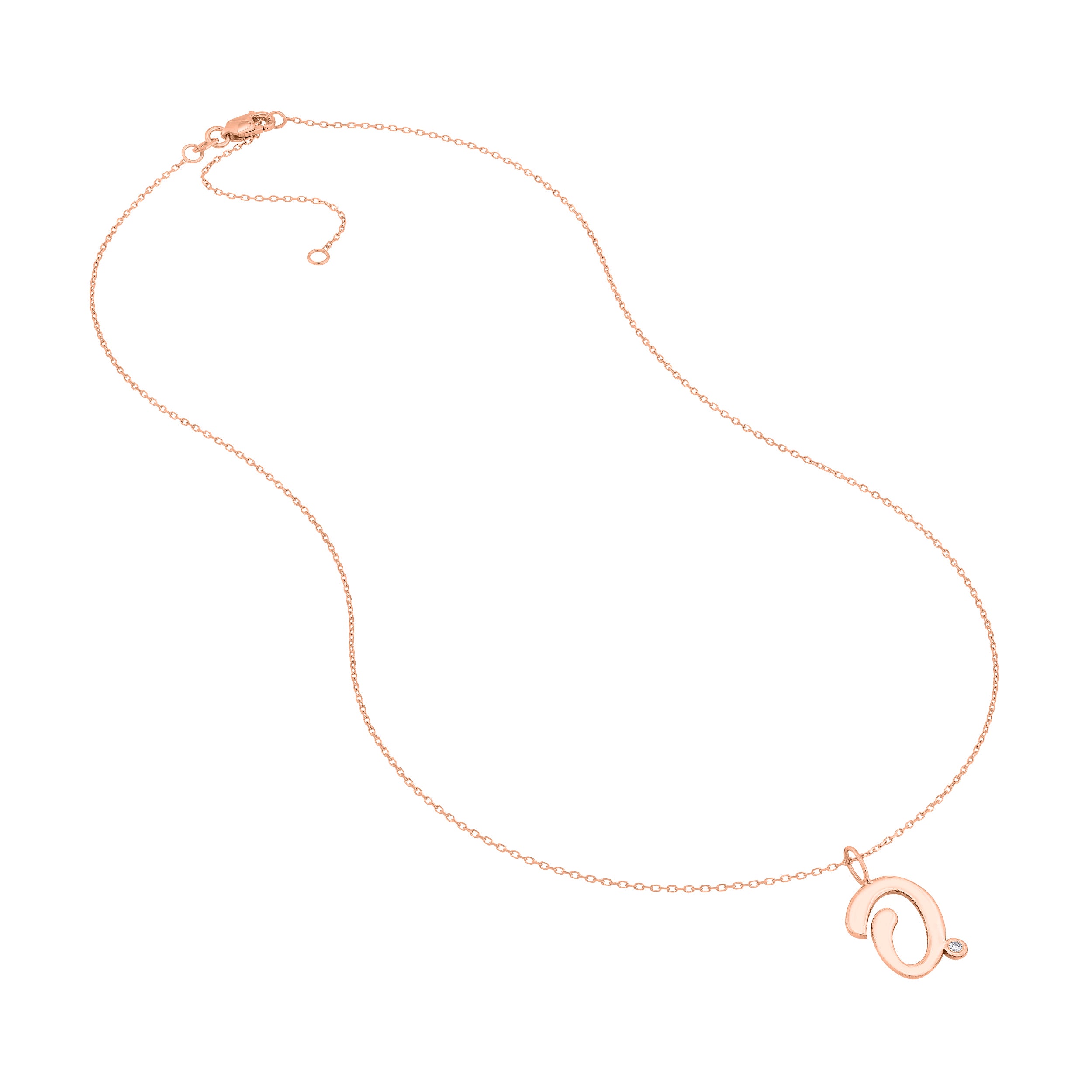 Script O with Diamond Bezel Necklace