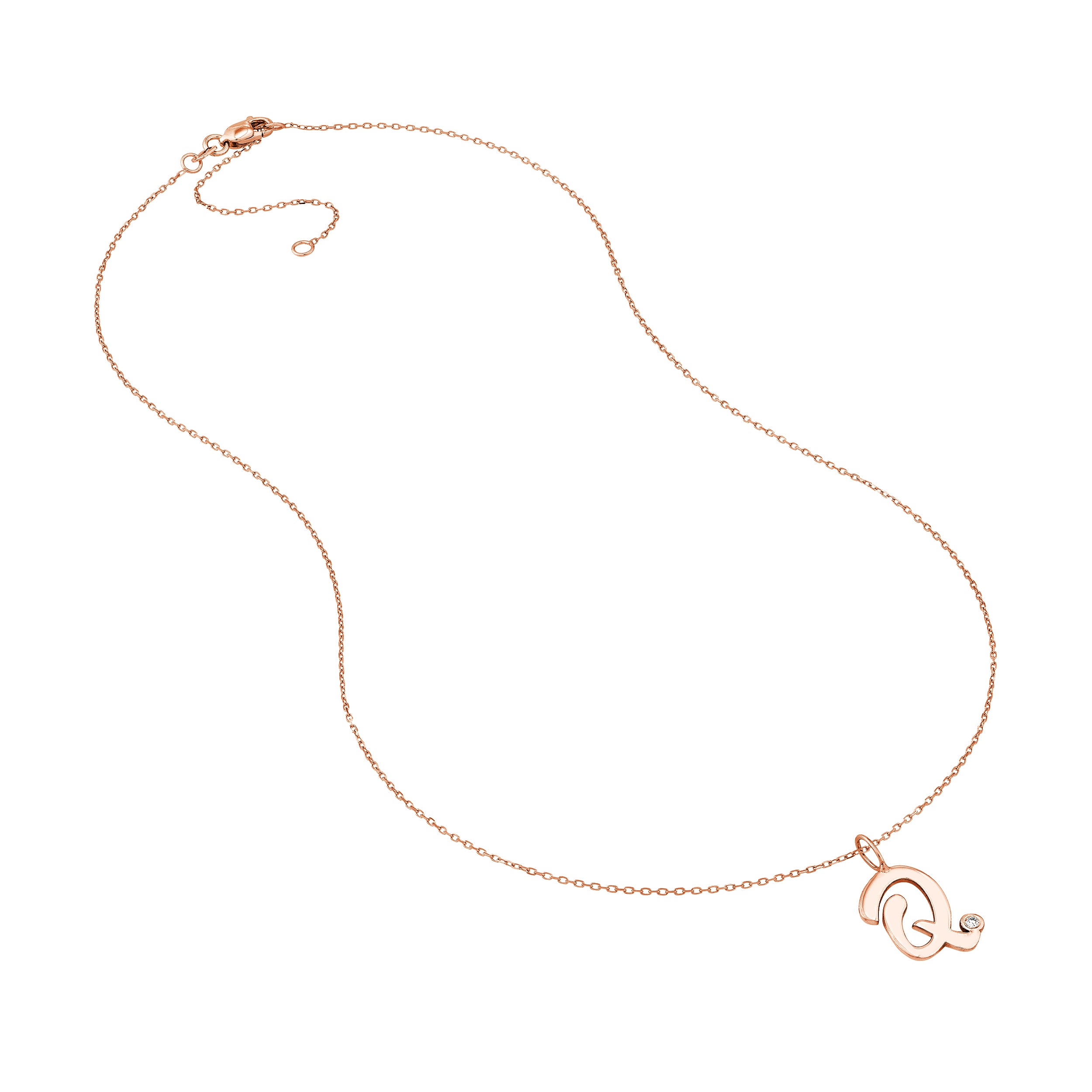 Script Q with Diamond Bezel Necklace