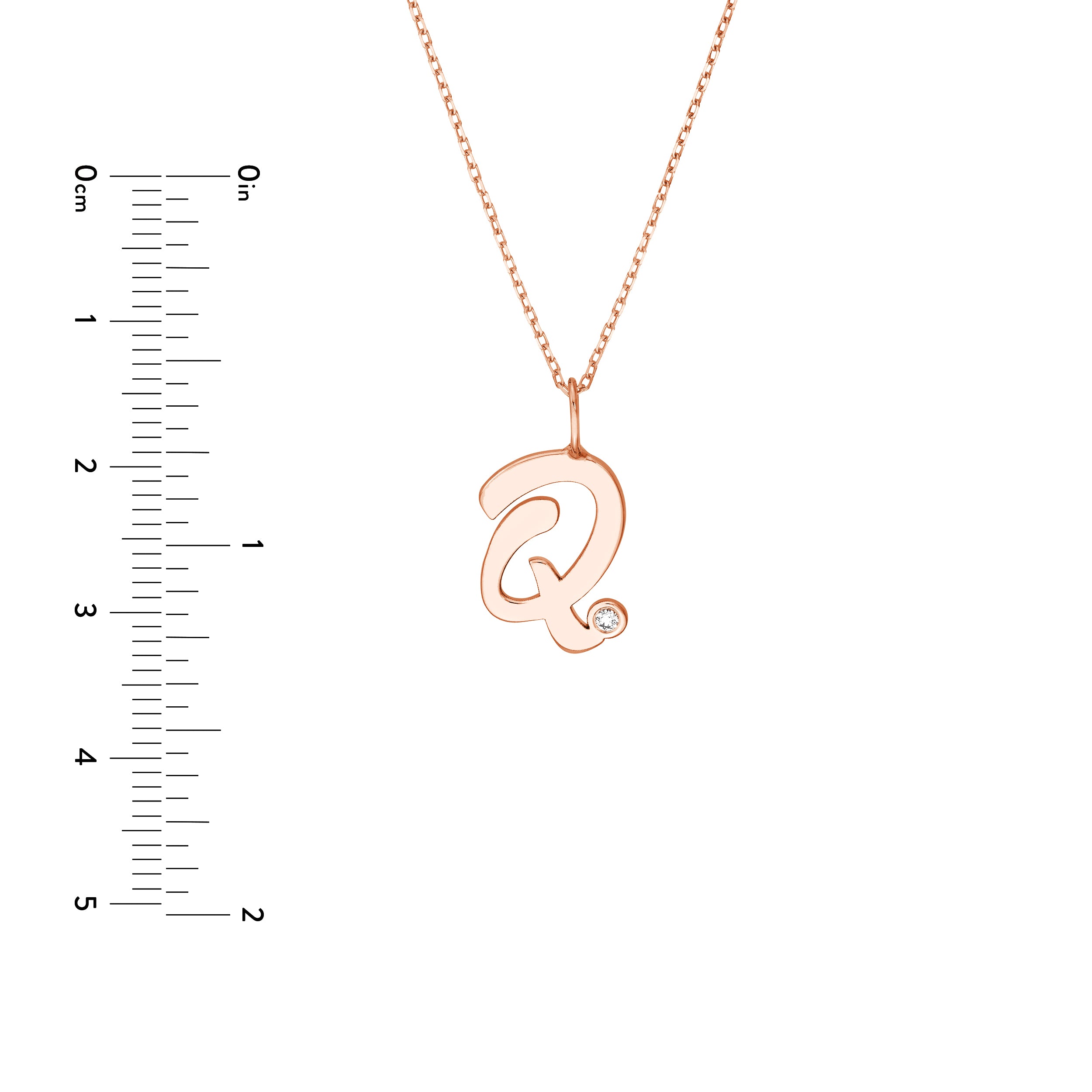 Script Q with Diamond Bezel Necklace