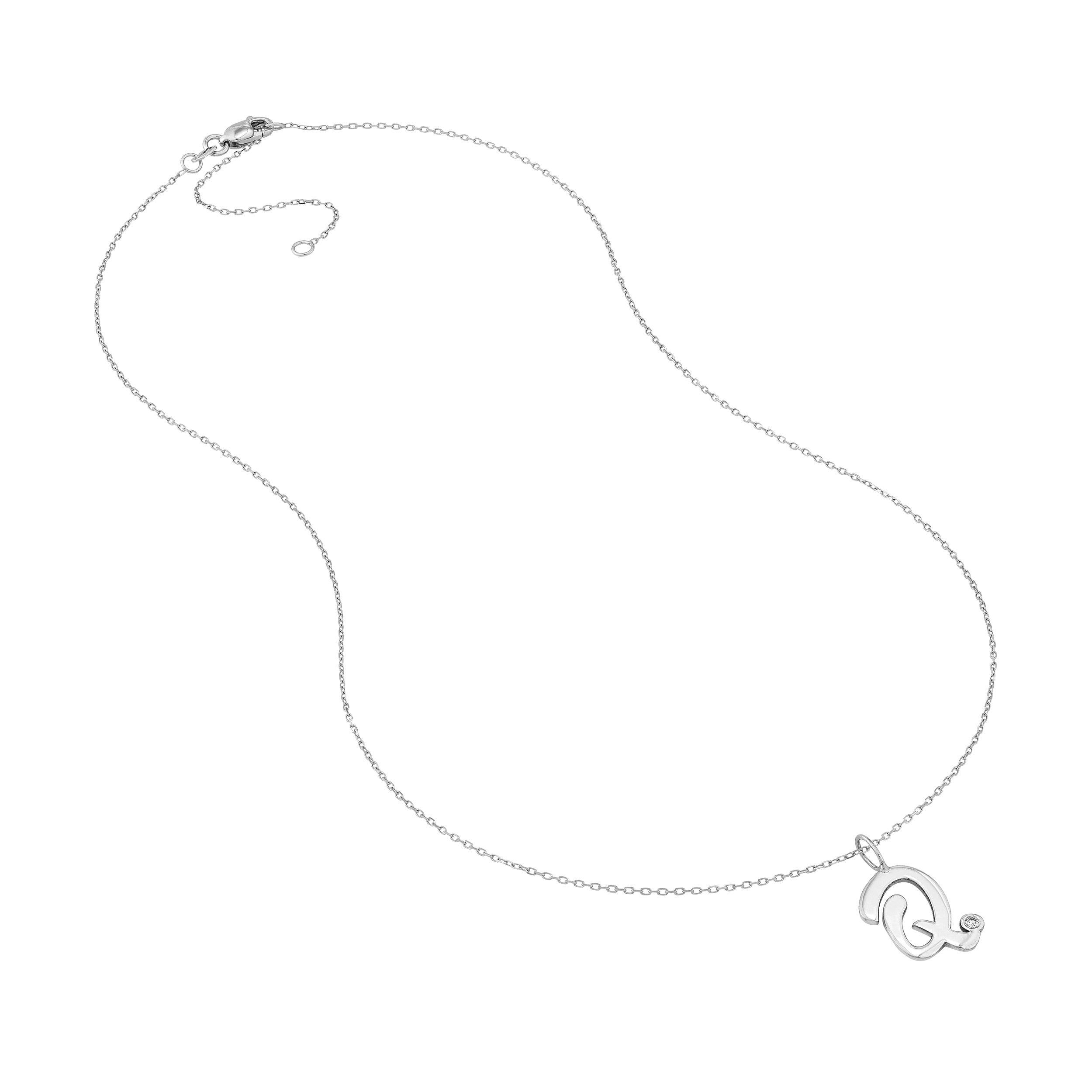 Script Q with Diamond Bezel Necklace