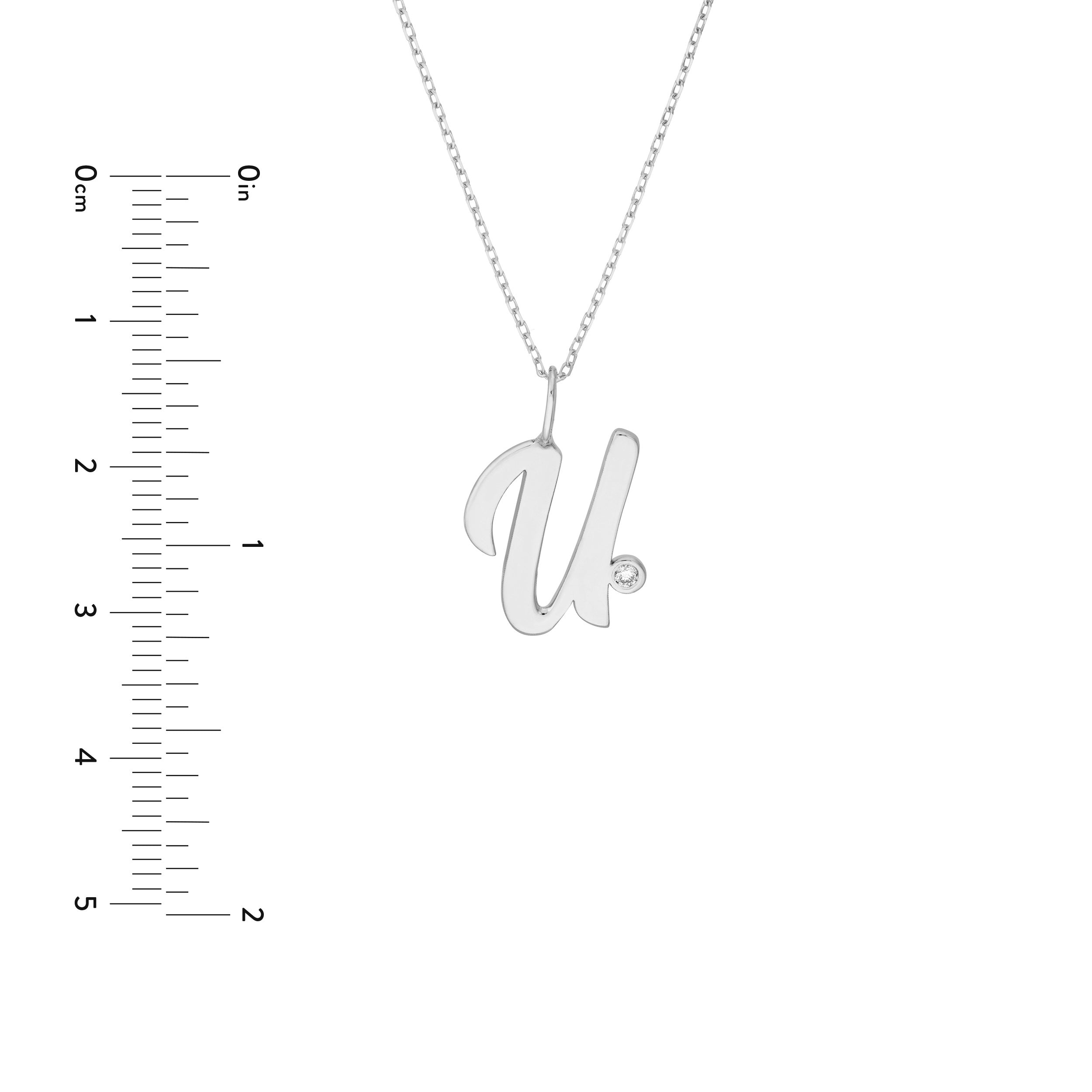 Script U with Diamond Bezel Necklace