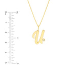 Script U with Diamond Bezel Necklace