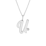 Script U with Diamond Bezel Necklace