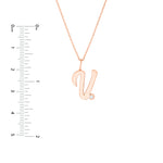 Script V with Diamond Bezel Necklace