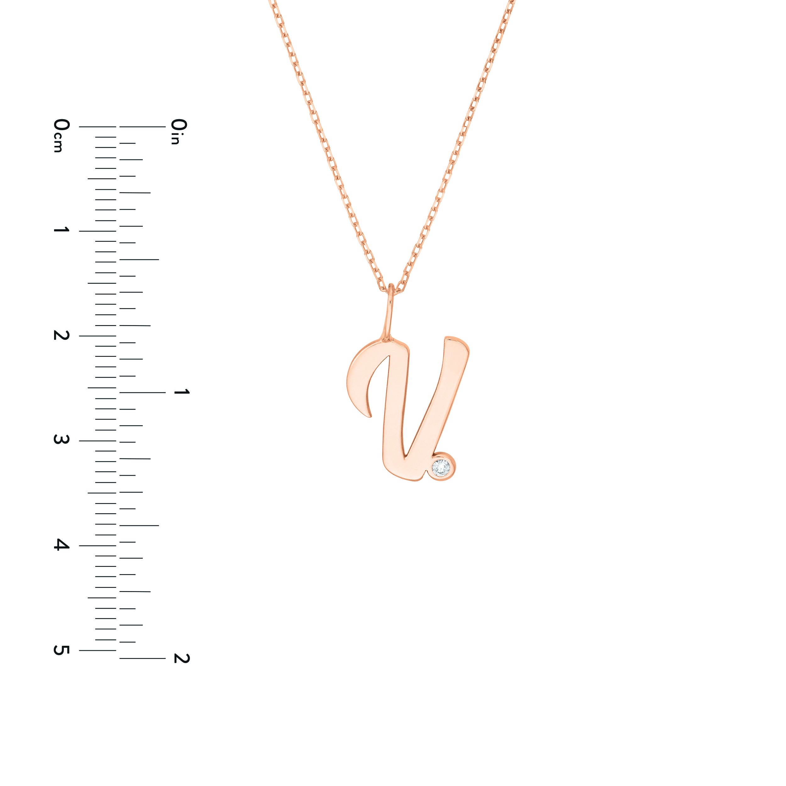 Script V with Diamond Bezel Necklace