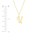 Script V with Diamond Bezel Necklace