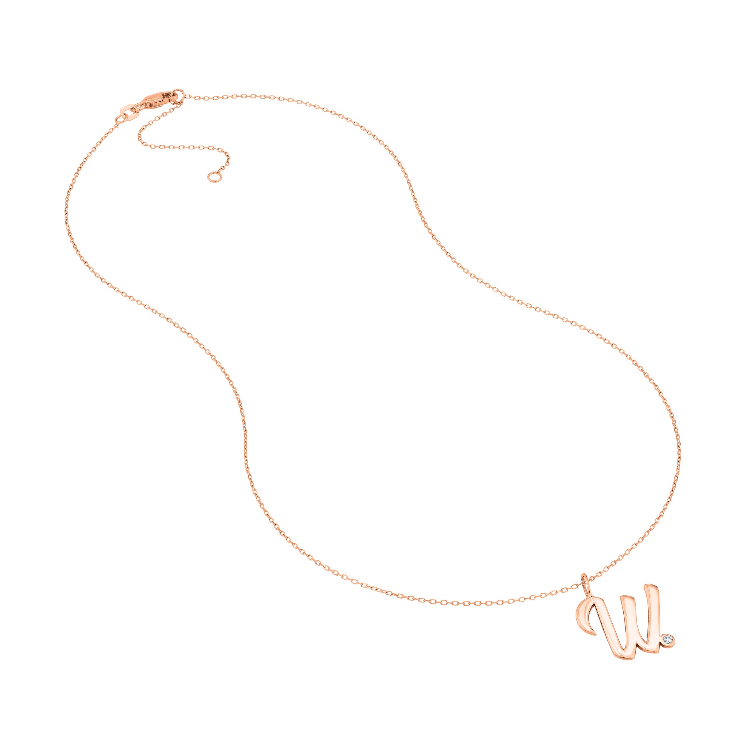 Script W with Diamond Bezel Necklace