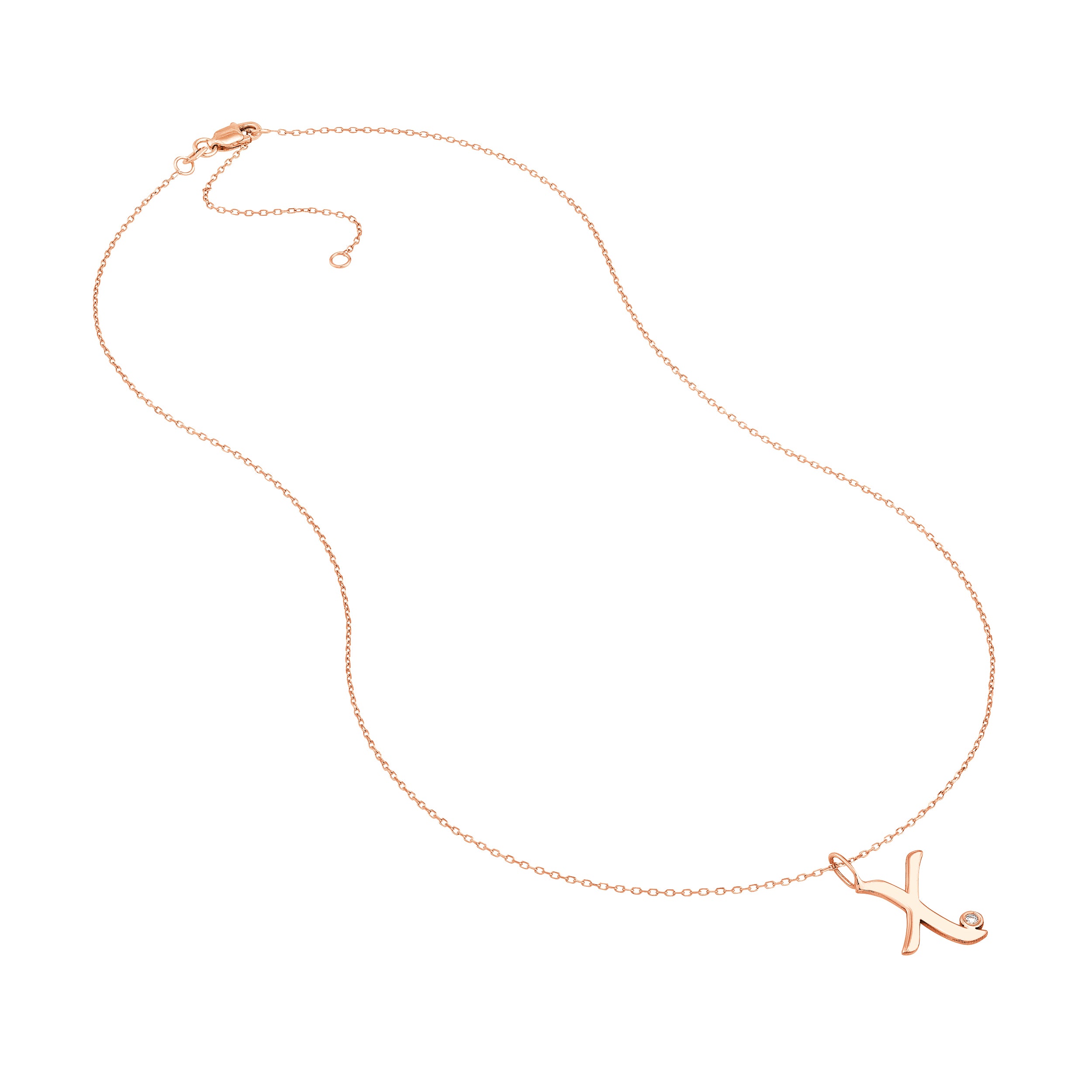 Script X with Diamond Bezel Necklace