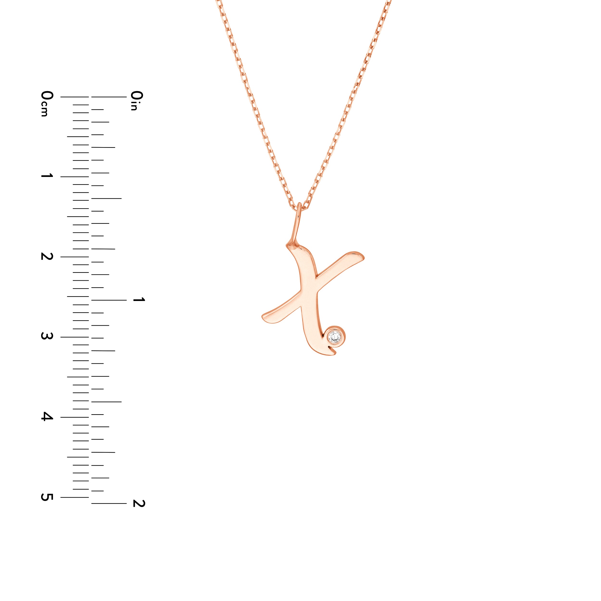 Script X with Diamond Bezel Necklace