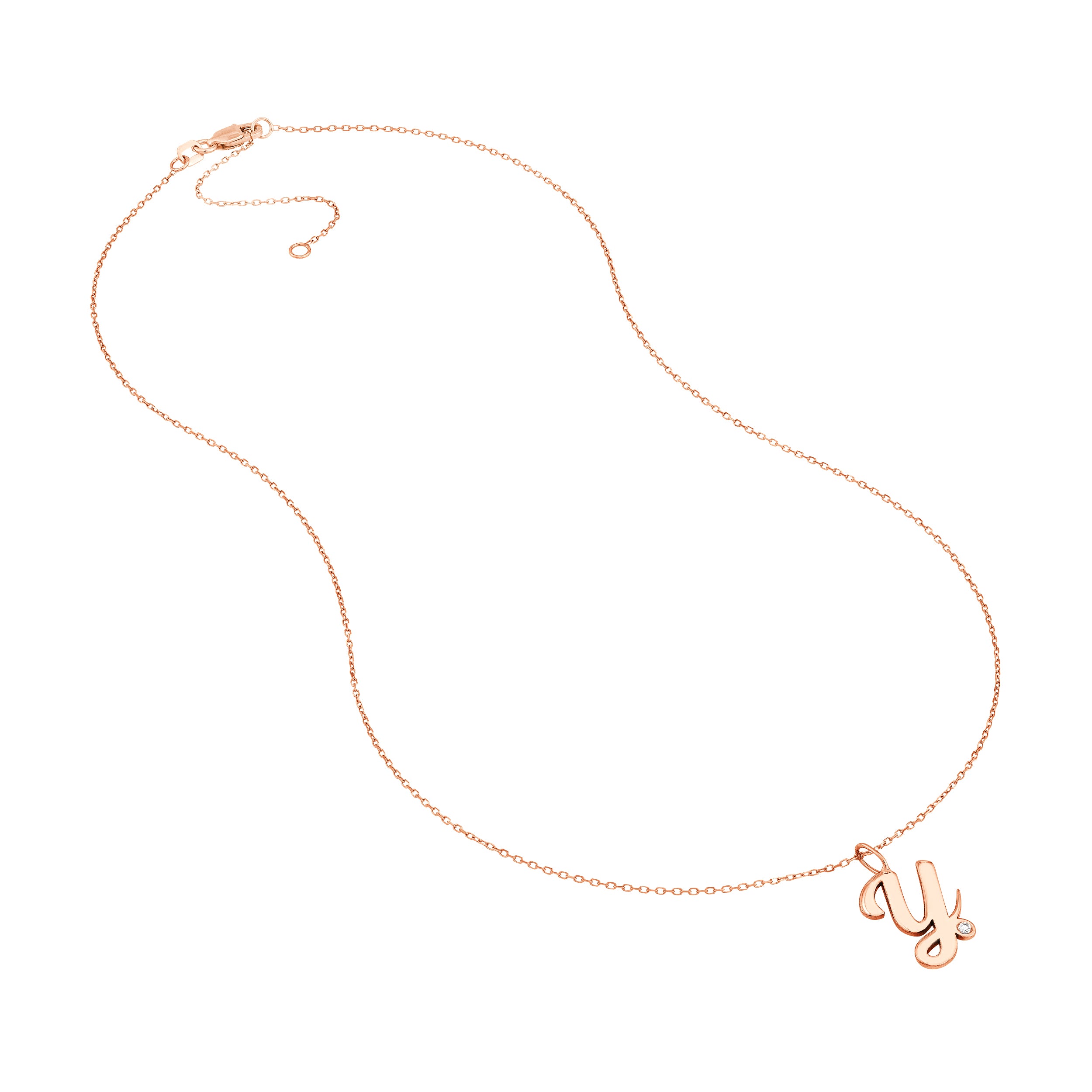 Script Y with Diamond Bezel Necklace