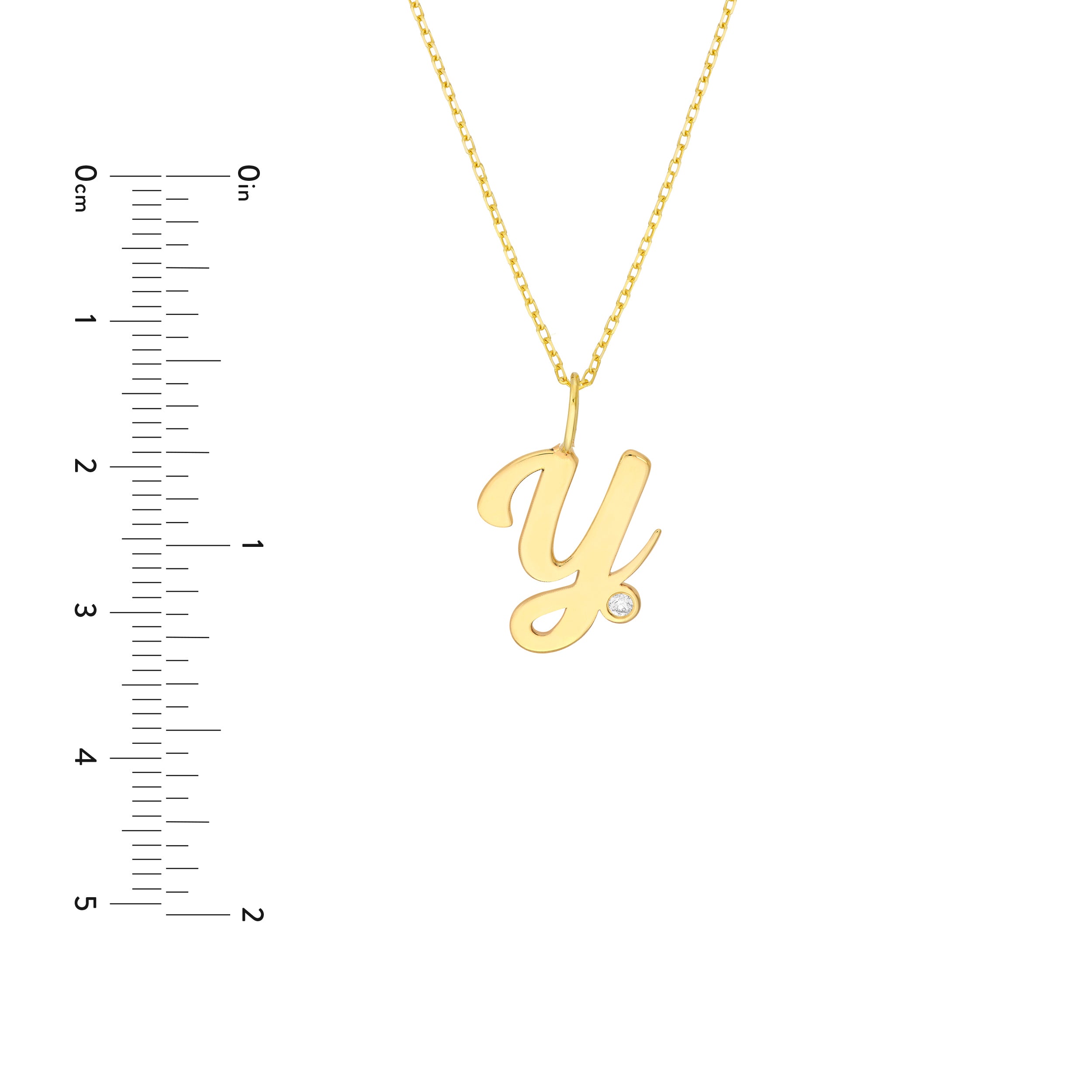 Script Y with Diamond Bezel Necklace