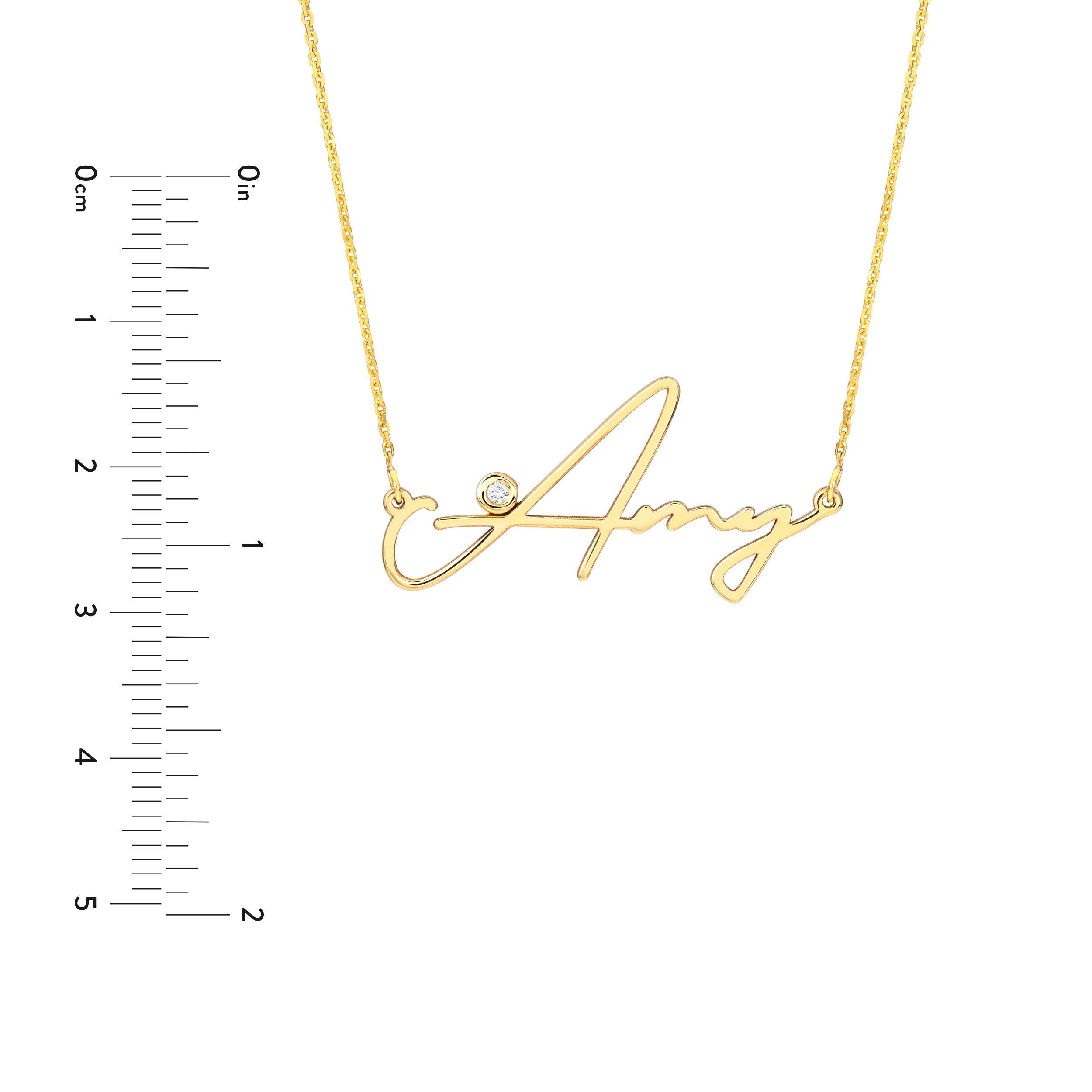 Signature Diamond Bezel Nameplate Necklace