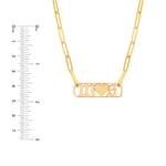 Gothic Initials with Heart Paper Clip Necklace