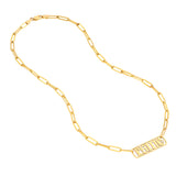 Gothic Nameplate Paper Clip Necklace w/Diamond