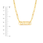 Gothic Nameplate Paper Clip Necklace w/Diamond