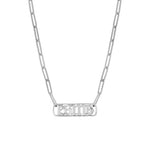 Gothic Nameplate Paper Clip Necklace w/Diamond