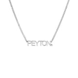 Block Nameplate Curb Chain Necklace w/Diamond