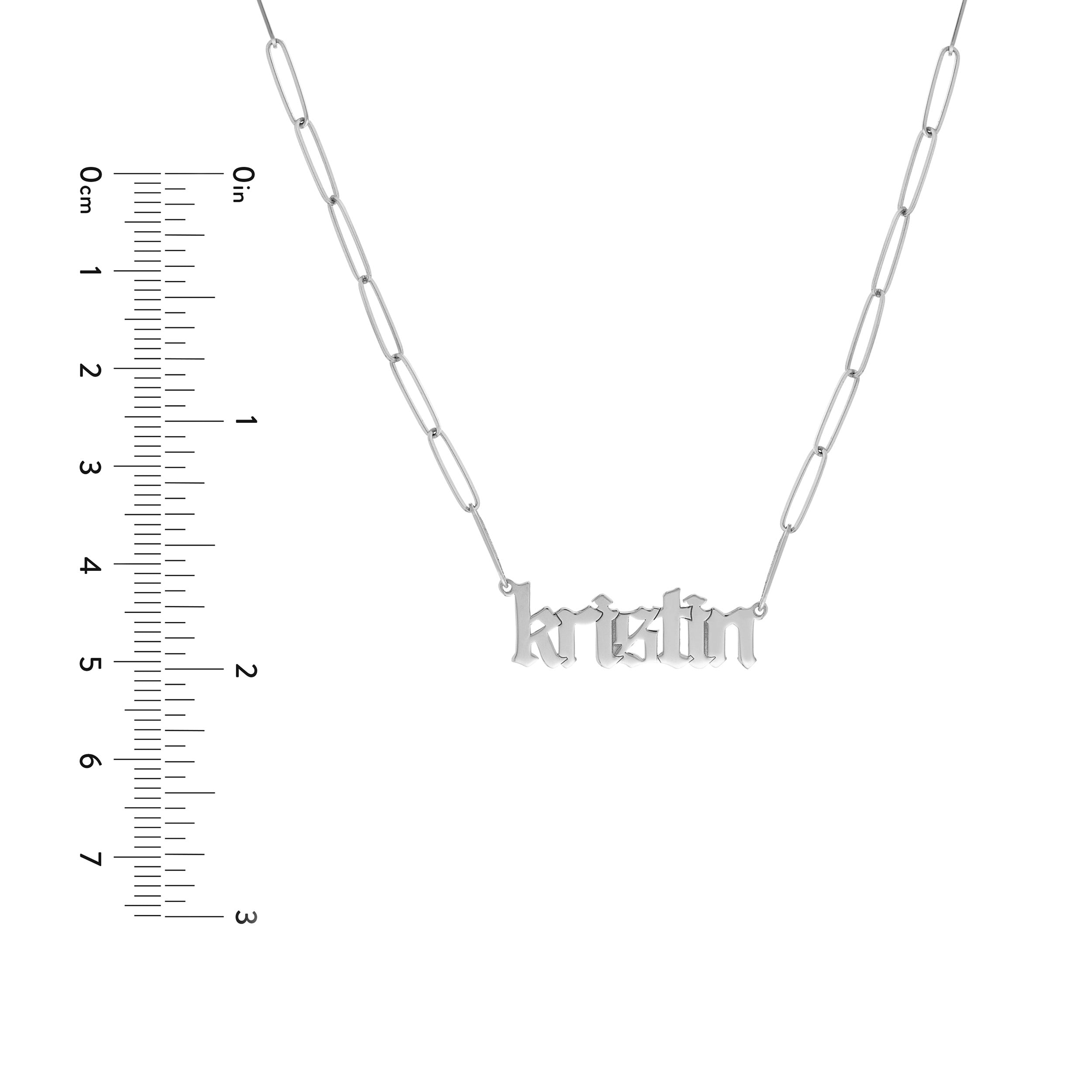 Gothic Nameplate Paper Clip Necklace