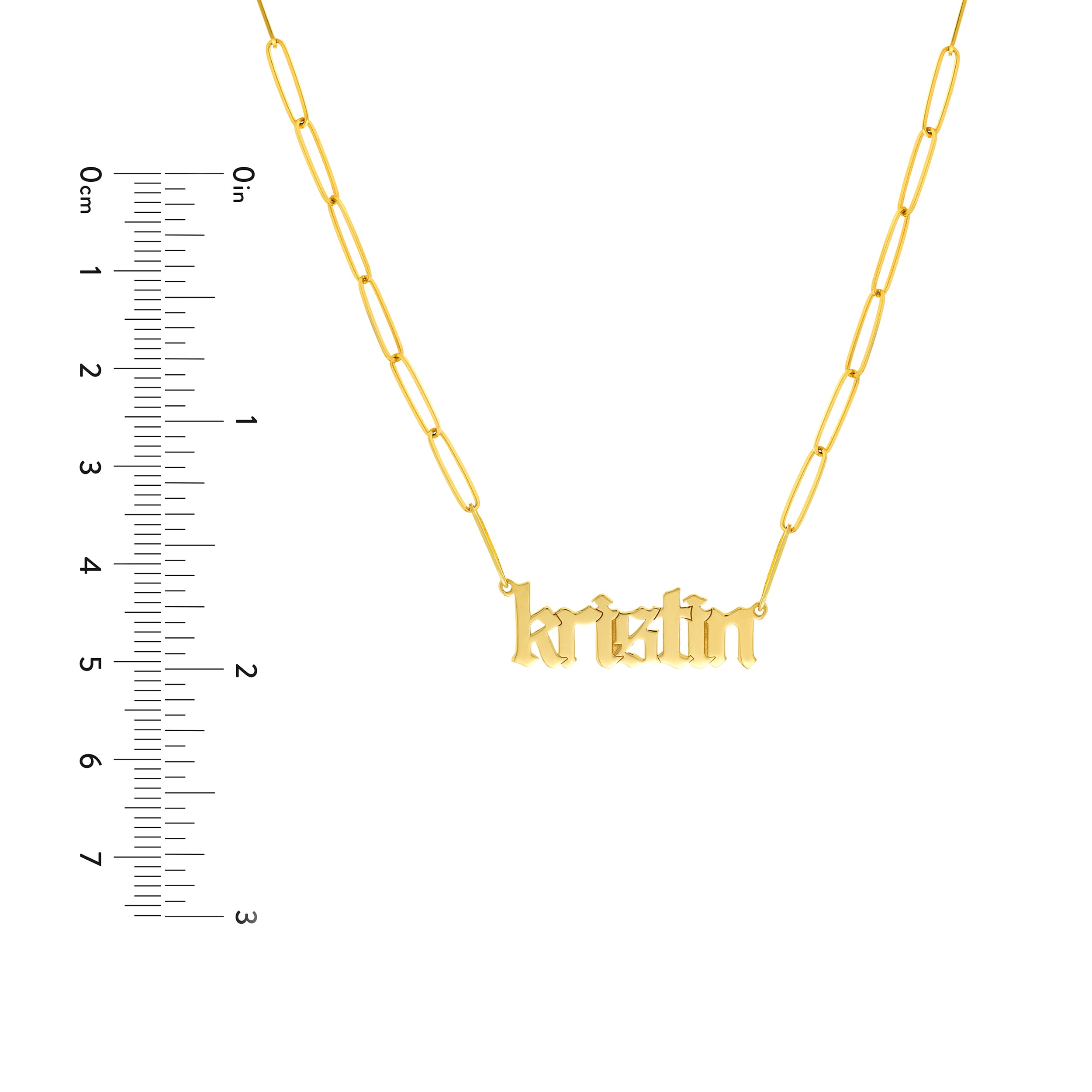 Gothic Nameplate Paper Clip Necklace
