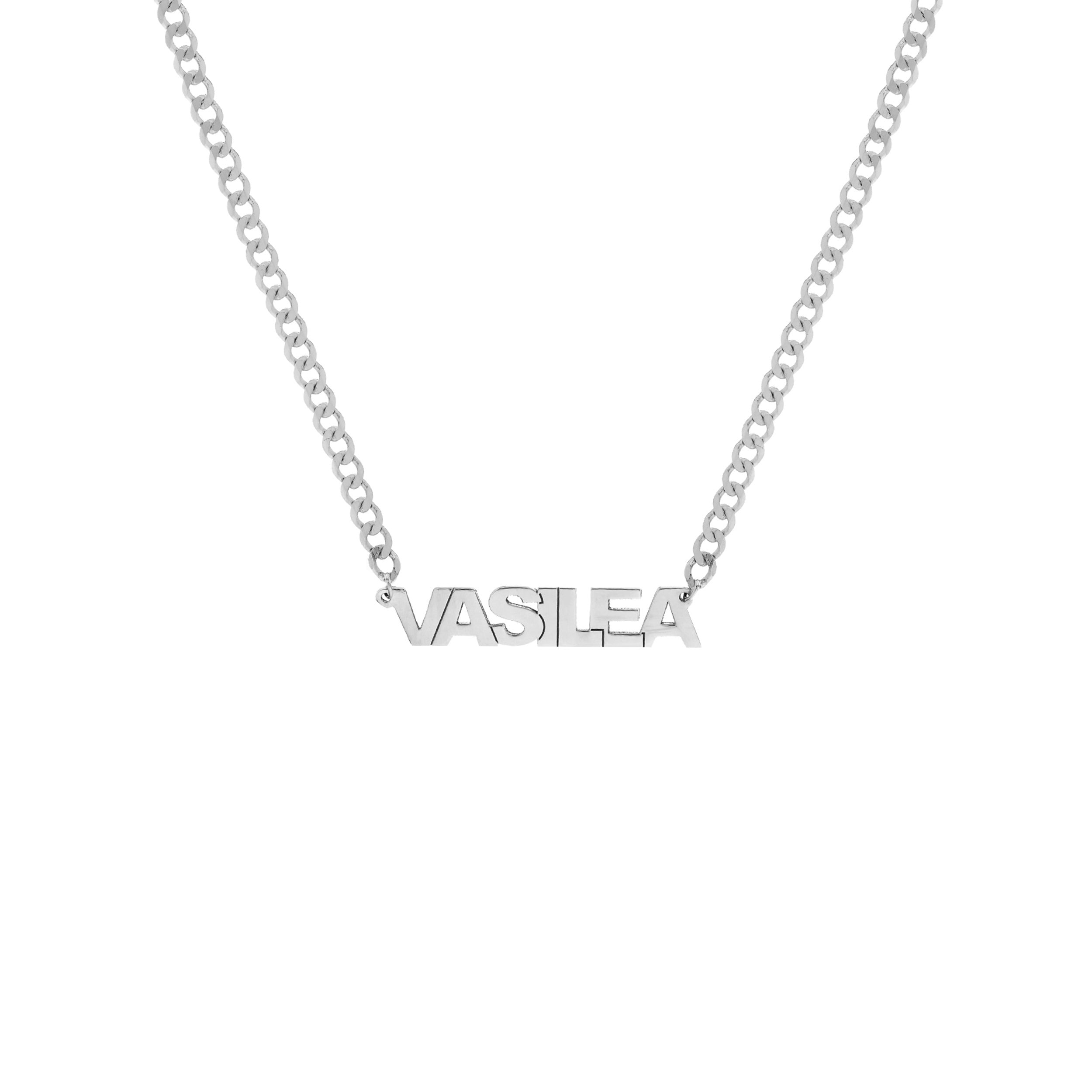 Block Nameplate Curb Chain Necklace