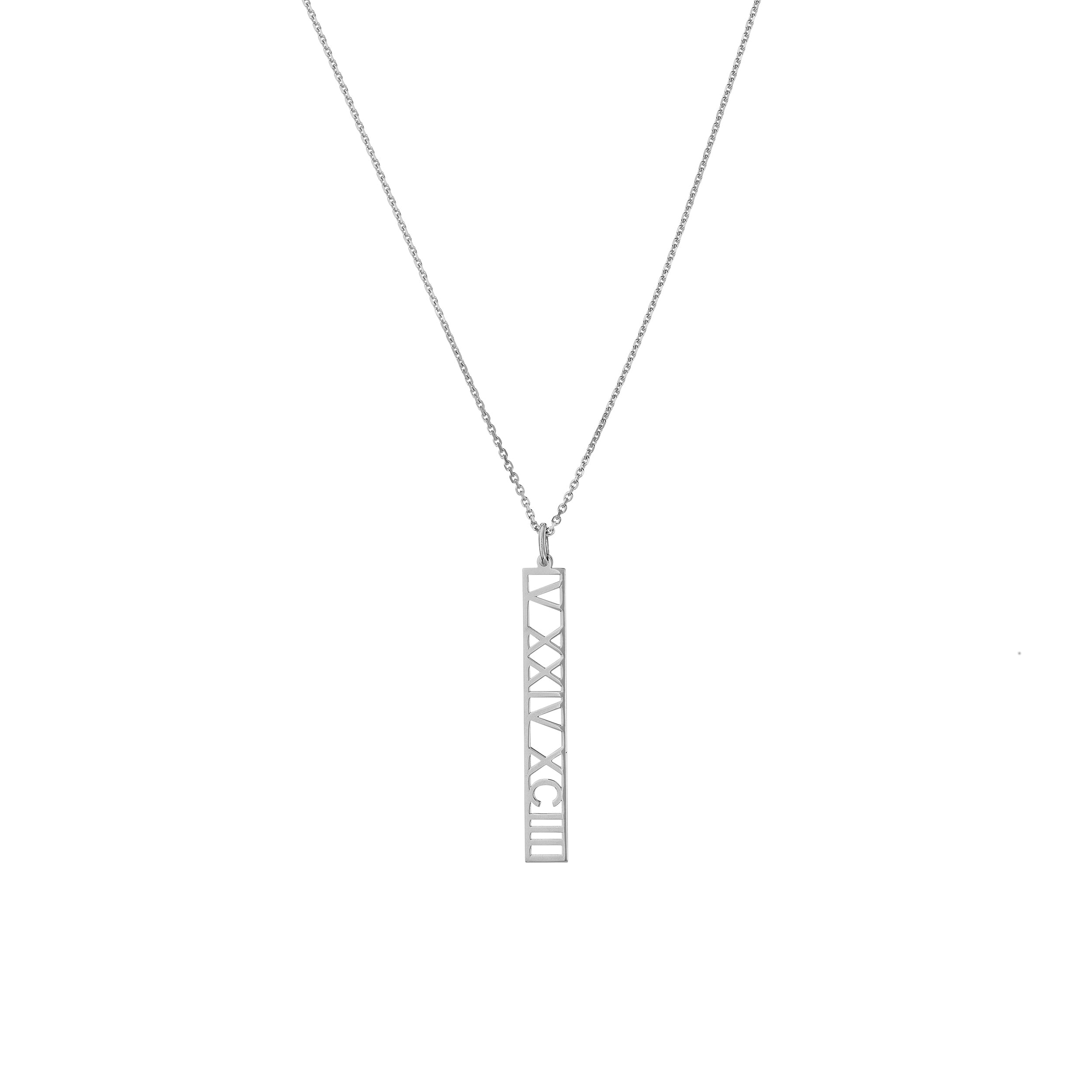 5mm Vertical Roman Numeral Pendant Necklace