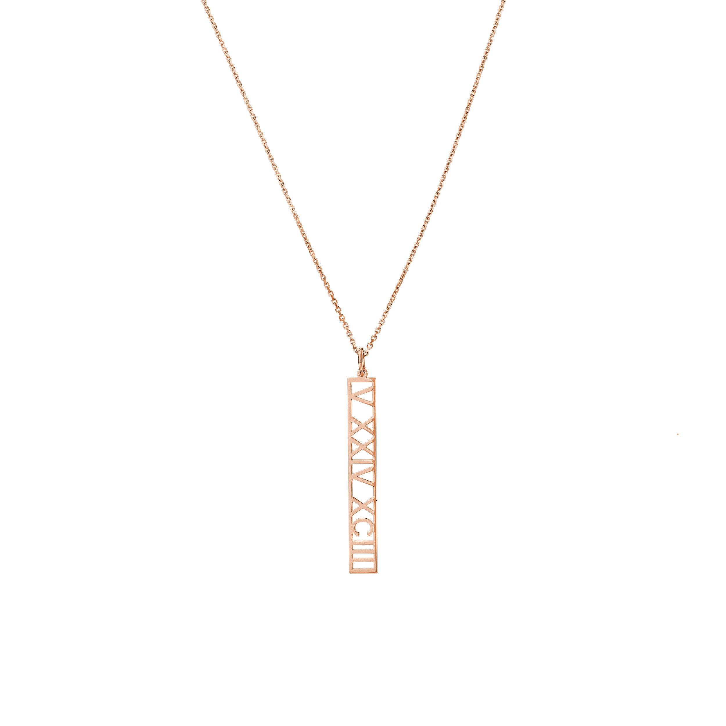 5mm Vertical Roman Numeral Pendant Necklace