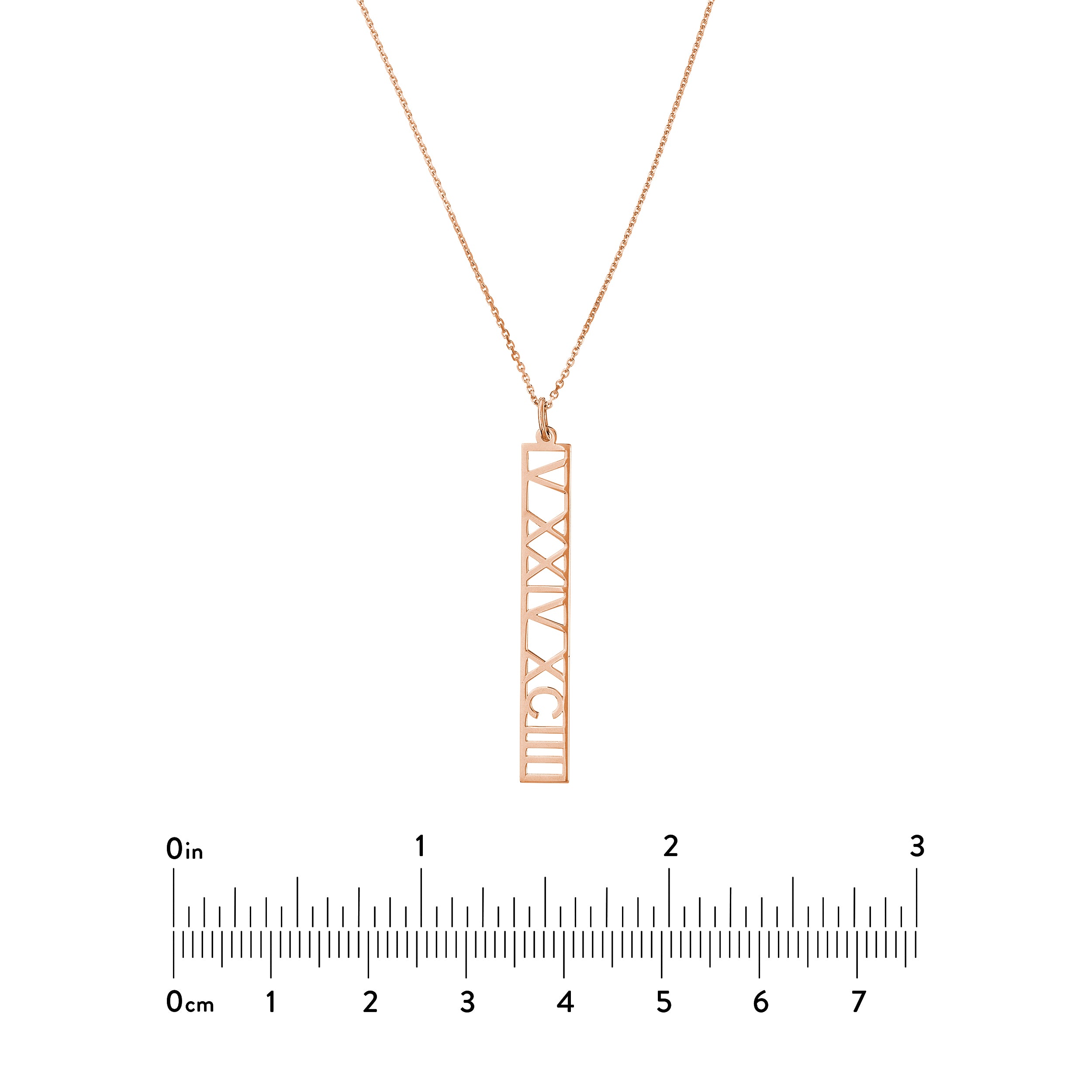 5mm Vertical Roman Numeral Pendant Necklace
