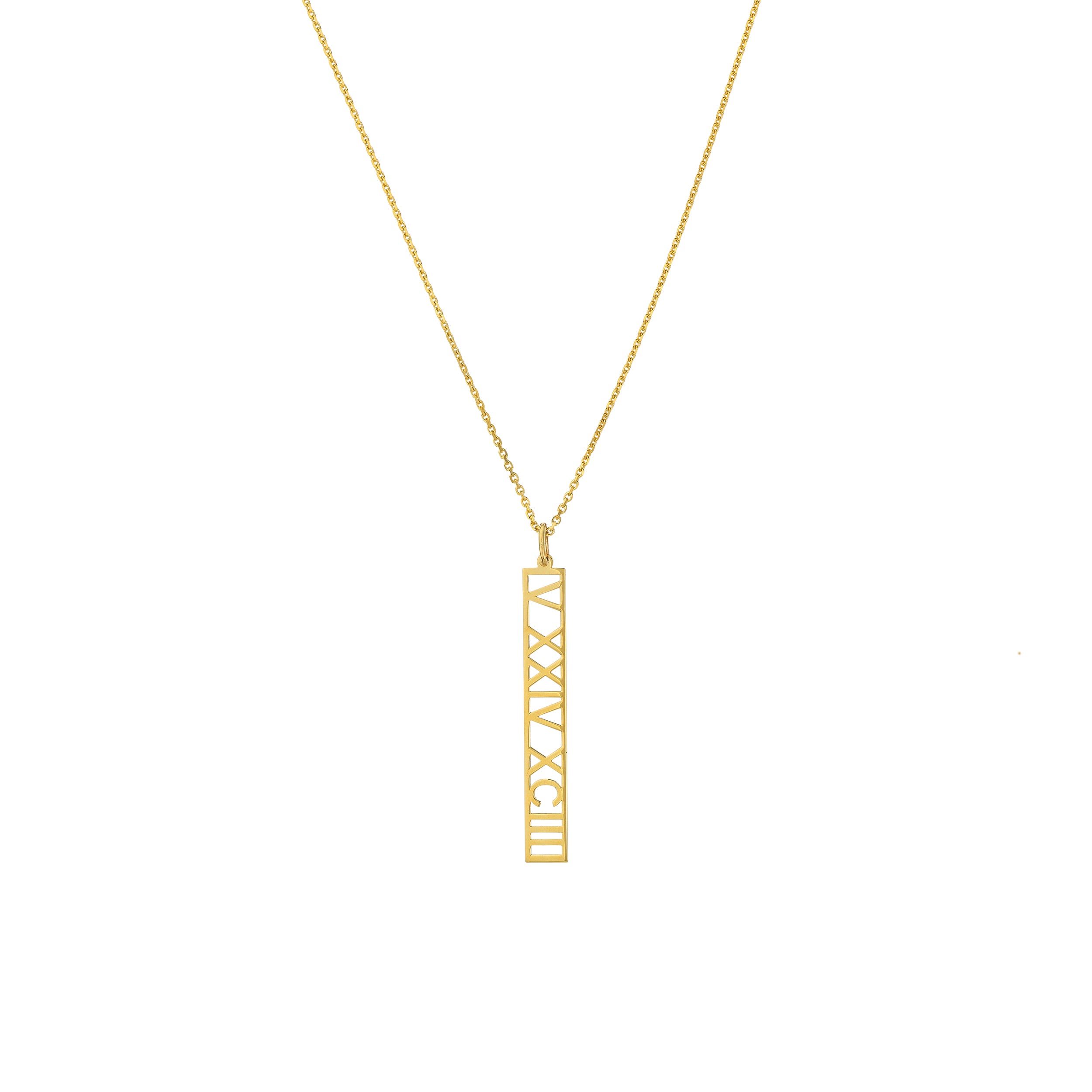 5mm Vertical Roman Numeral Pendant Necklace