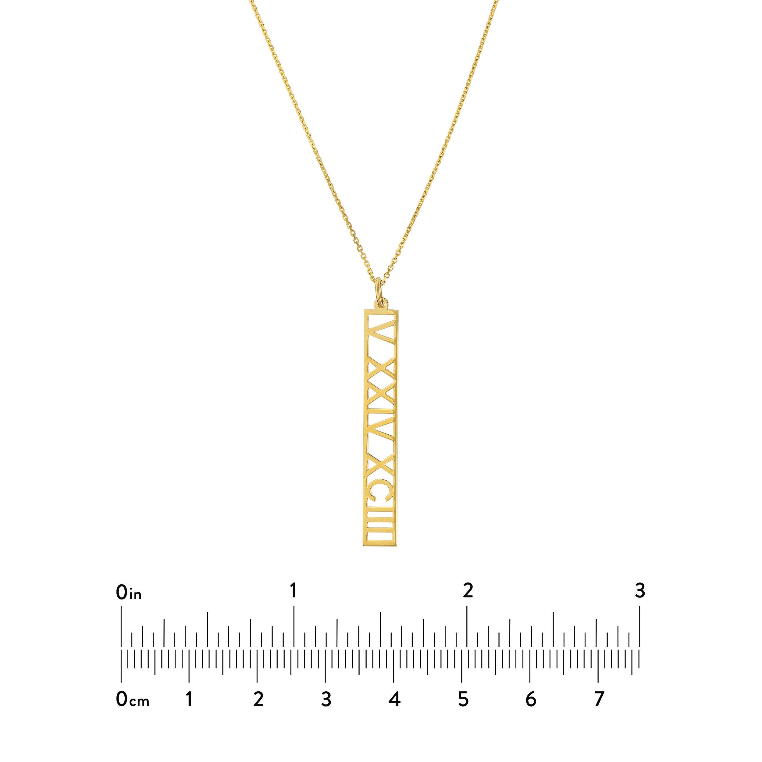 5mm Vertical Roman Numeral Pendant Necklace