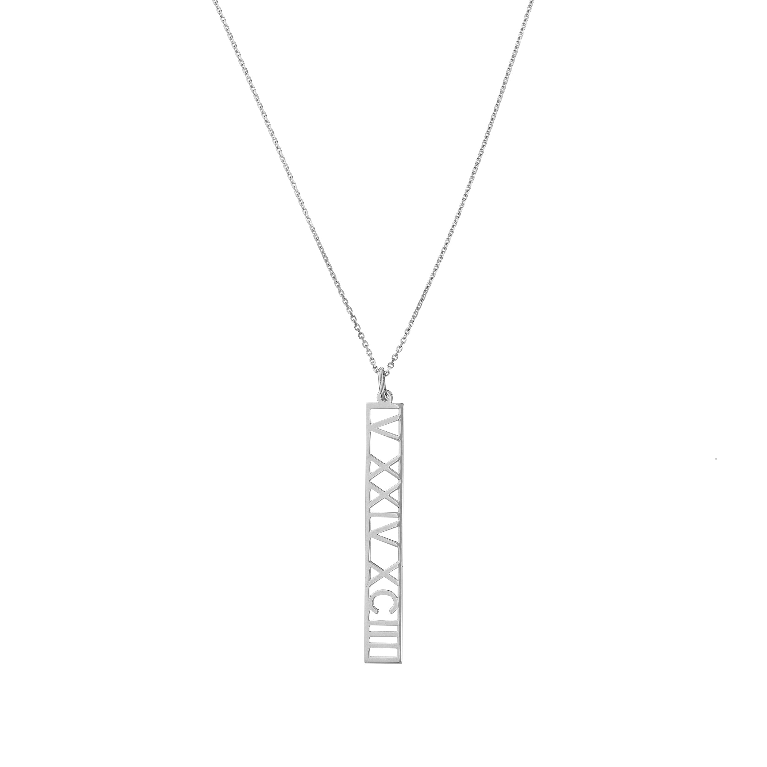 5mm Vertical Roman Numeral Pendant Necklace
