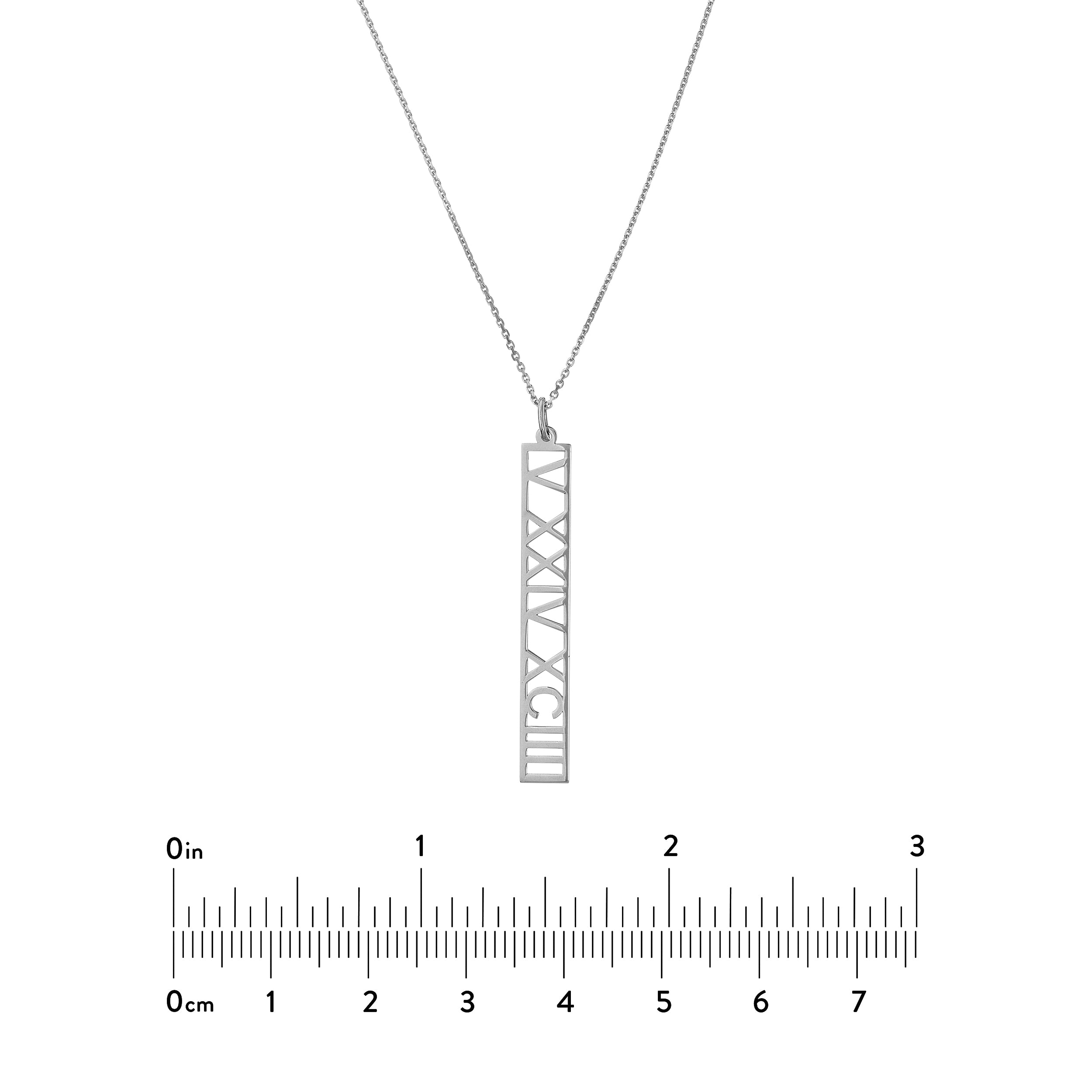 5mm Vertical Roman Numeral Pendant Necklace