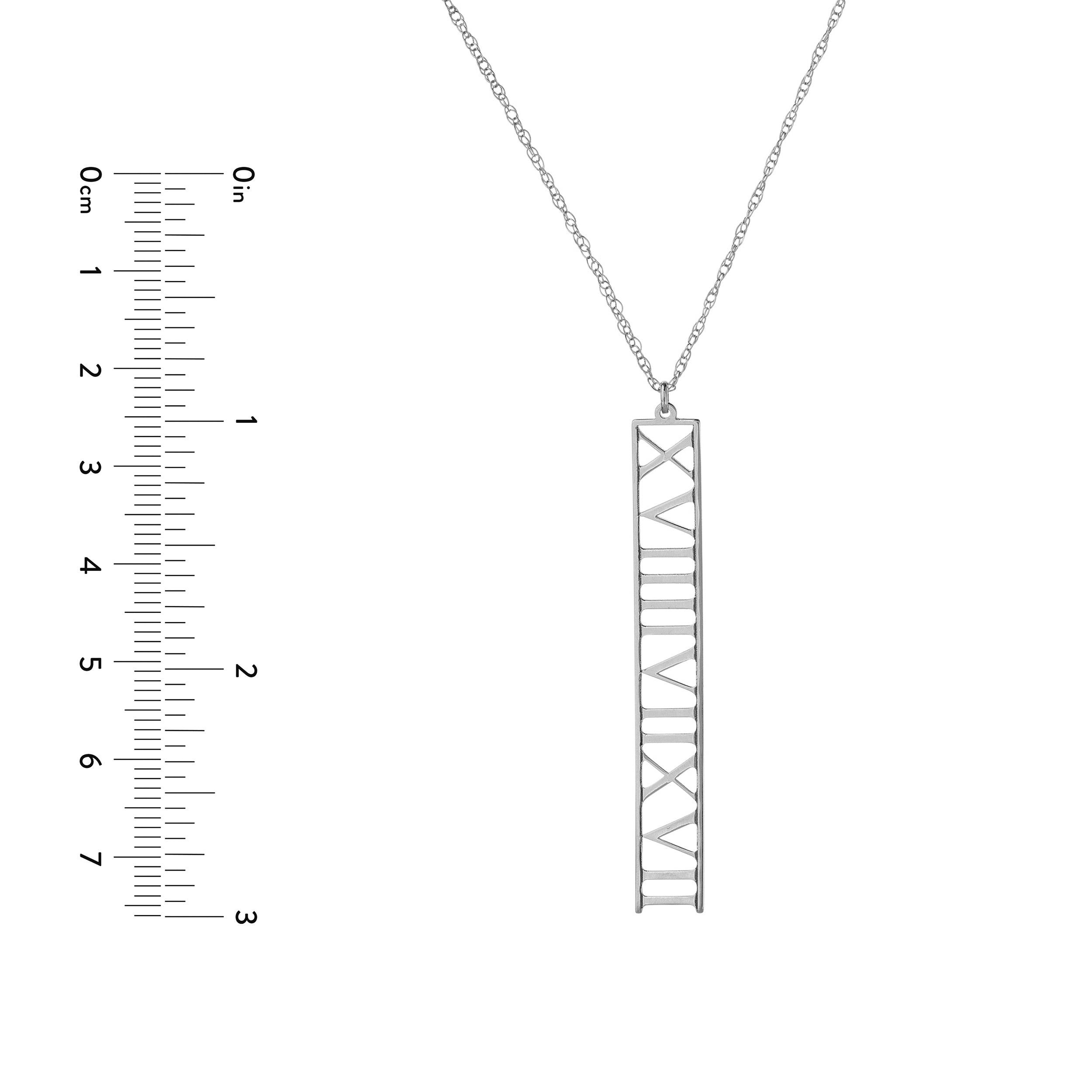 7mm Vertical Roman Numeral Pendant Necklace