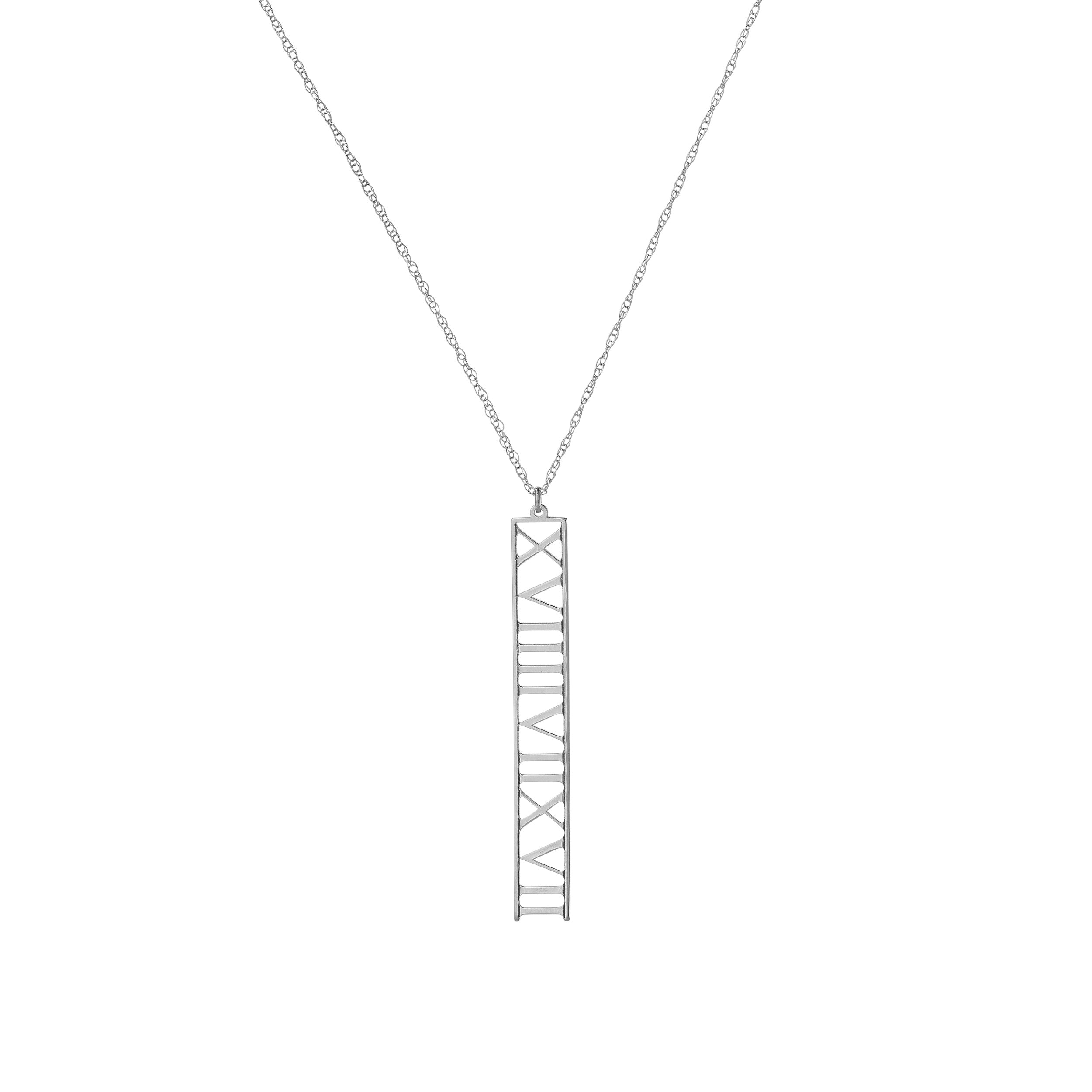 7mm Vertical Roman Numeral Pendant Necklace