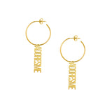Personalization Vertical Nameplate Hoop Earrings