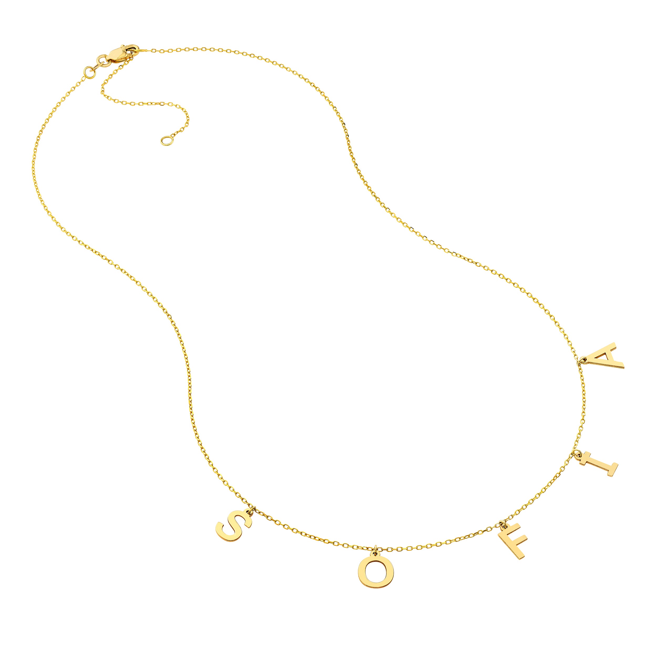 Block Initials Dangle Station Necklace